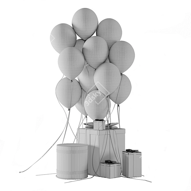 Decorative Set with Balloons & Gifts 3D model image 2