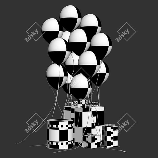 Decorative Set with Balloons & Gifts 3D model image 3