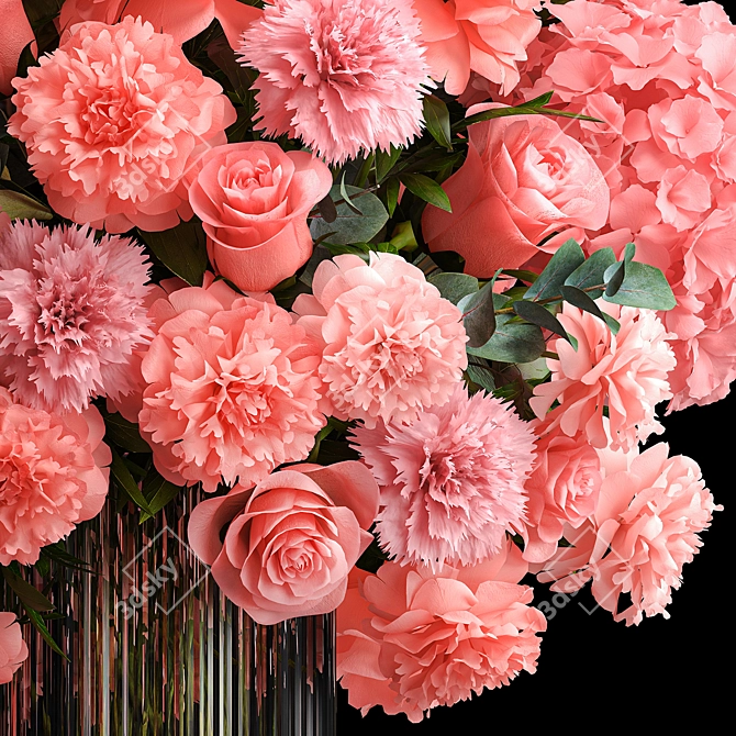 Pink Blossom Floral Arrangement 3D model image 2