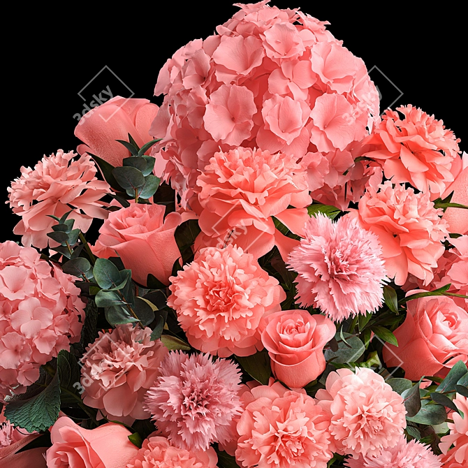 Pink Blossom Floral Arrangement 3D model image 3