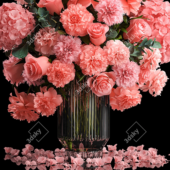 Pink Blossom Floral Arrangement 3D model image 4