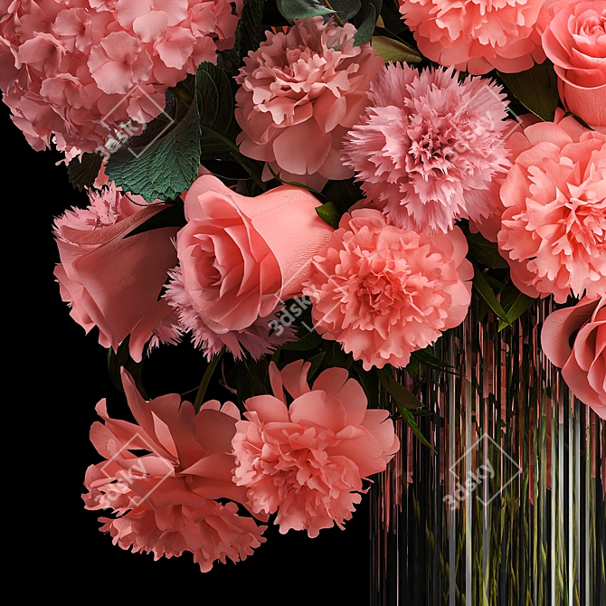 Pink Blossom Floral Arrangement 3D model image 5