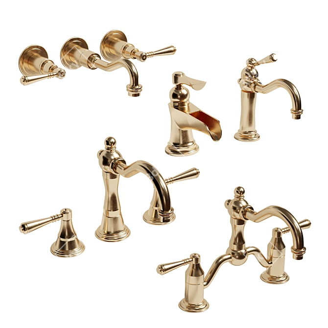 Elegant Classic Bathroom Faucet Set 3D model image 1