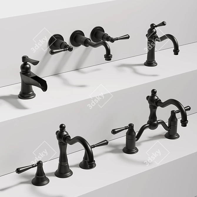 Elegant Classic Bathroom Faucet Set 3D model image 3