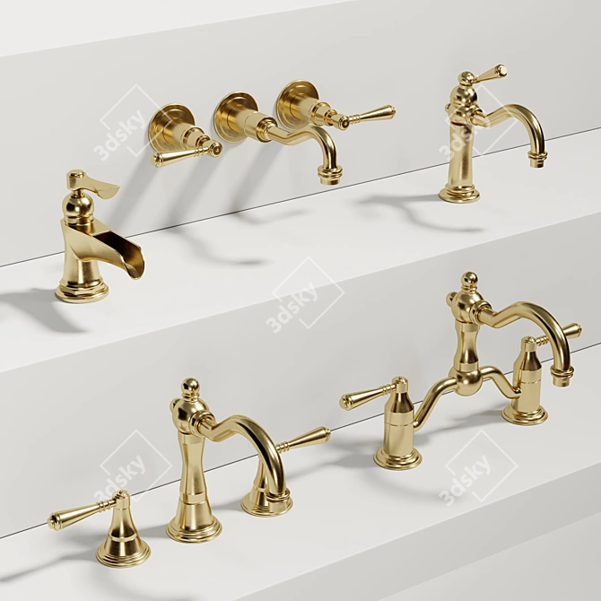 Elegant Classic Bathroom Faucet Set 3D model image 5