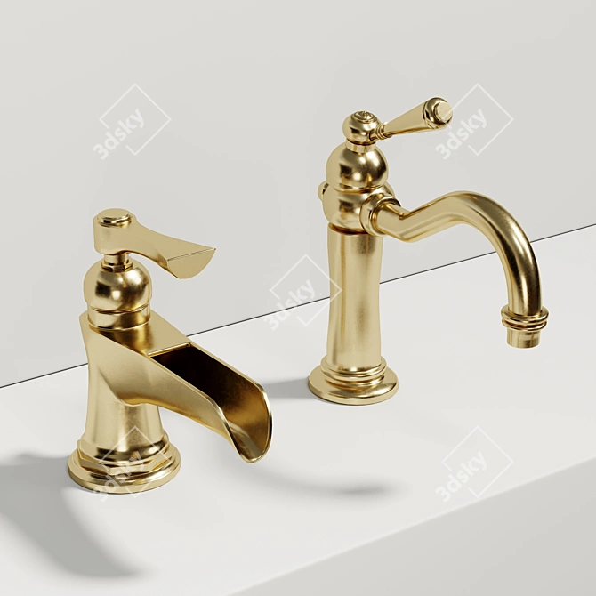 Elegant Classic Bathroom Faucet Set 3D model image 6