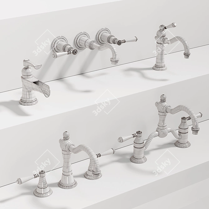 Elegant Classic Bathroom Faucet Set 3D model image 7