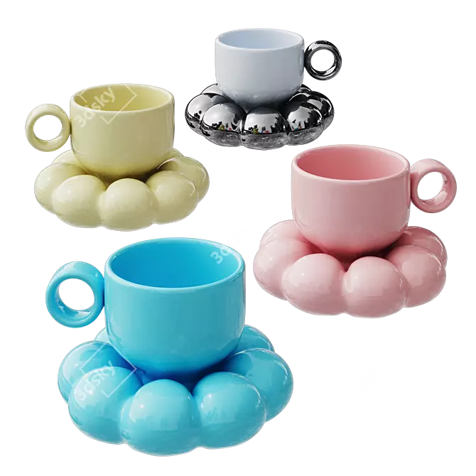 Quality Ceramic Mugs Set 3D model image 1