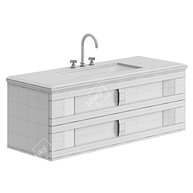 Golden Brushed Sin Mixer Vanity 3D model image 4