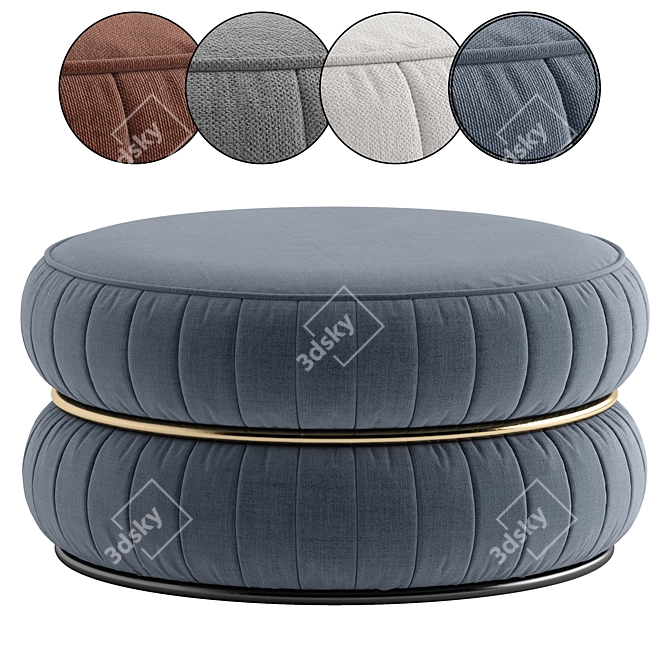 Two-Tone Fabric & Metal Pouf 3D model image 4