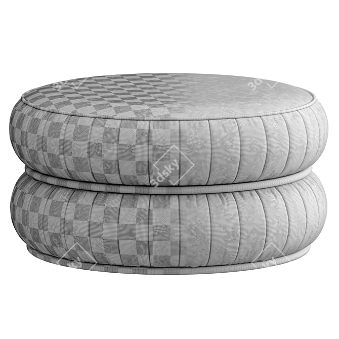 Two-Tone Fabric & Metal Pouf 3D model image 5