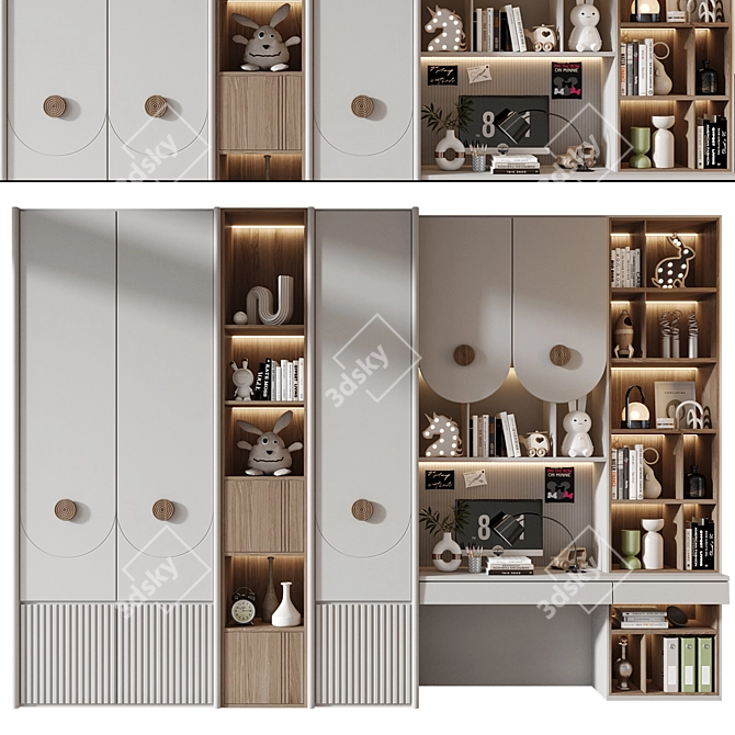 Custom Wardrobe Furniture Composition 3D model image 1