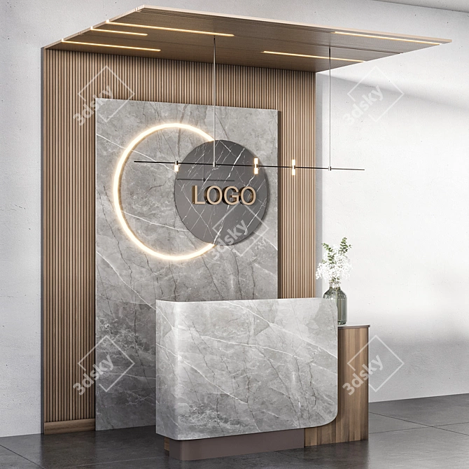 Modern Reception Desk Design Pack 3D model image 4