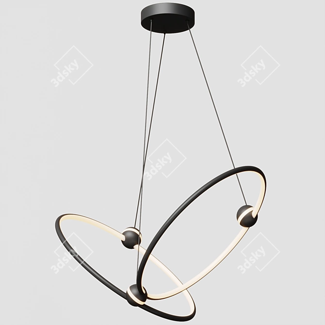 Futuristic Orbital Ring Chandelier 3D model image 3