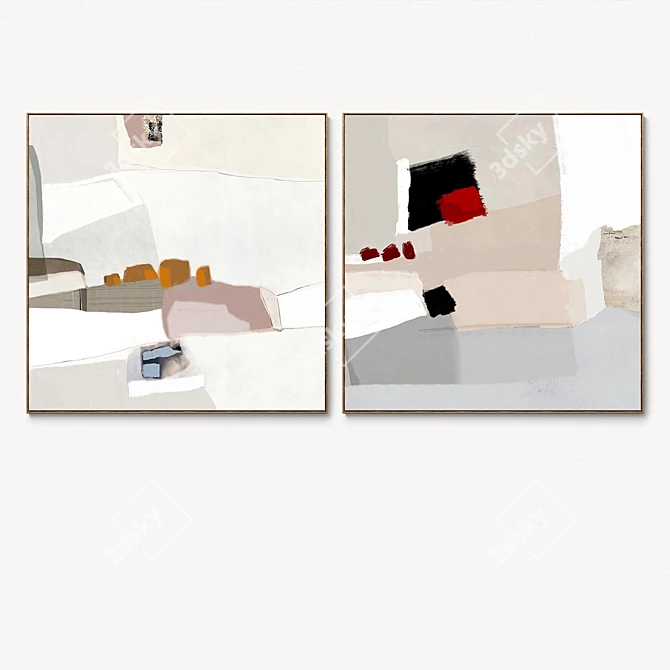 Square Plaster Photo Frames Set 3D model image 3