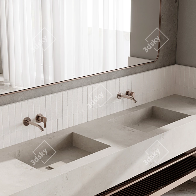 Minimalist Bathroom Set with Mirror 3D model image 3