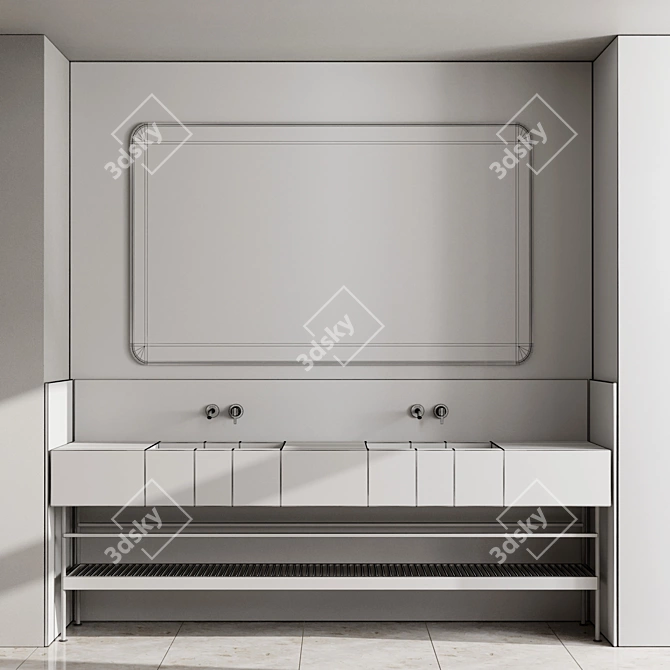 Minimalist Bathroom Set with Mirror 3D model image 6