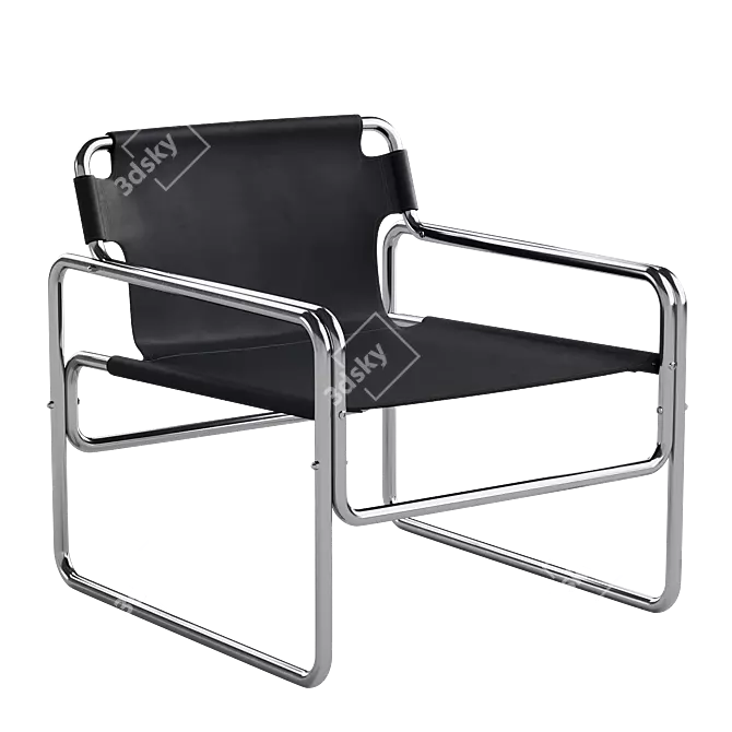 Ergonomic Leather Lounge Chair 3D model image 5