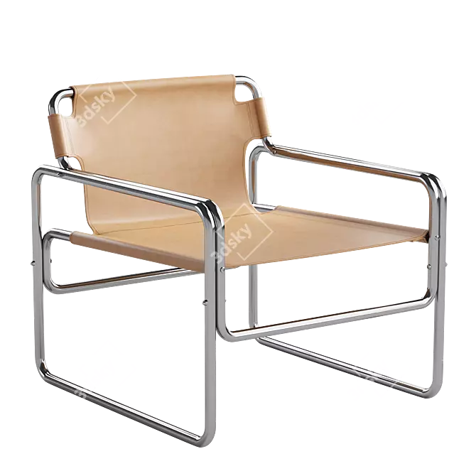 Ergonomic Leather Lounge Chair 3D model image 6