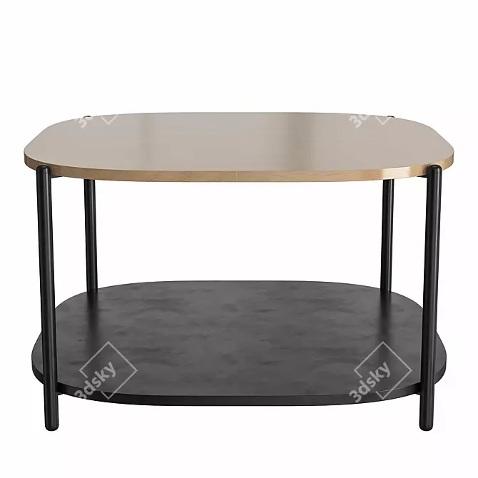 Modern Steel Wood Coffee Table 3D model image 1