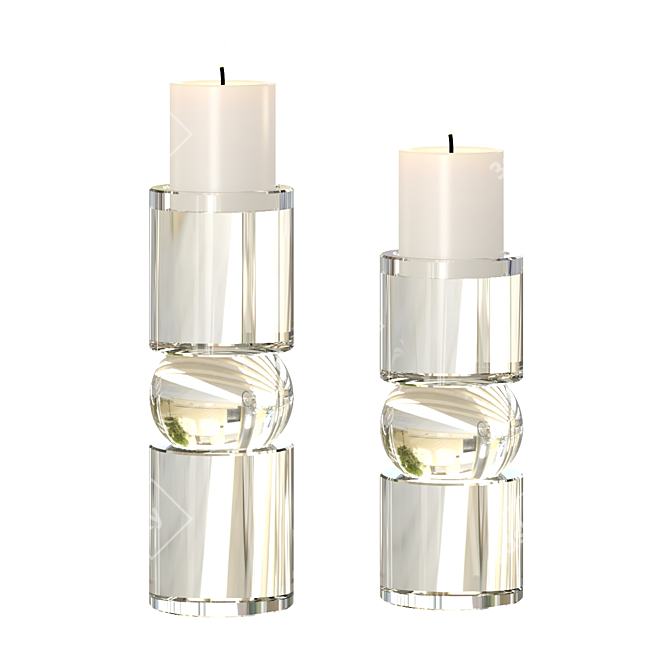 Crystal Glass Candle Holder Collection 3D model image 1