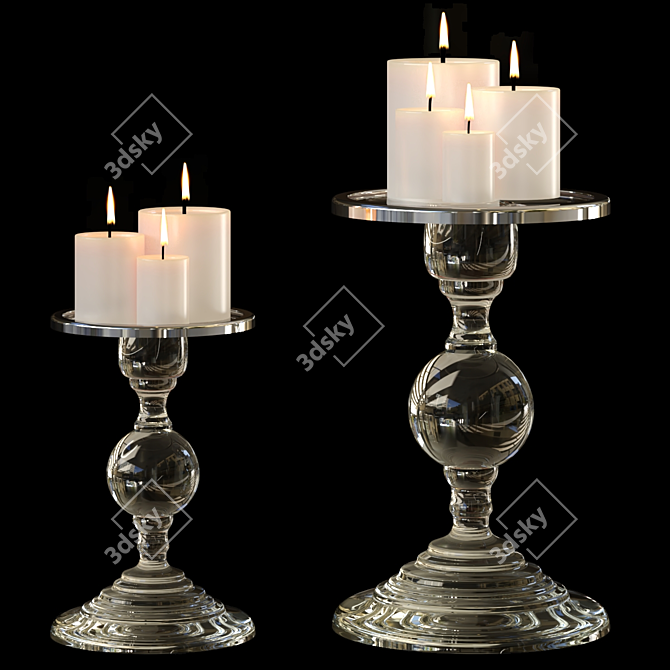 Elegant Providence Candle Holder Set 3D model image 2