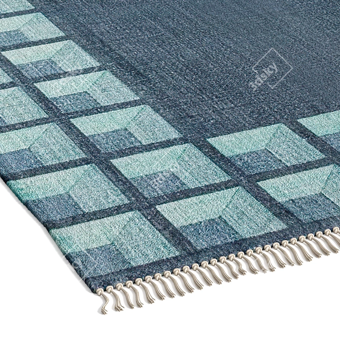 Modern Geometric Matteo Brushed Rug 3D model image 2