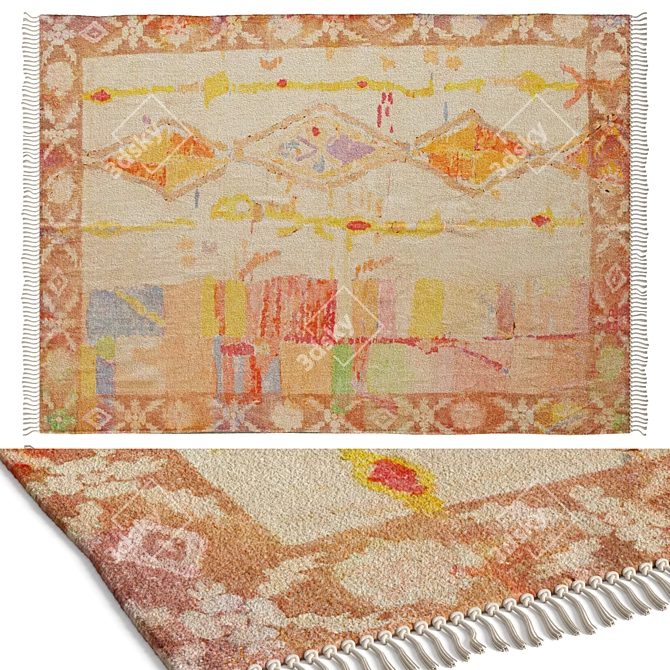 Chenille Paxi Printed Rug 3D model image 1