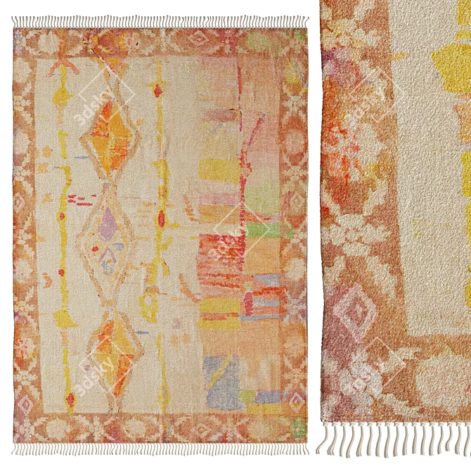 Chenille Paxi Printed Rug 3D model image 2