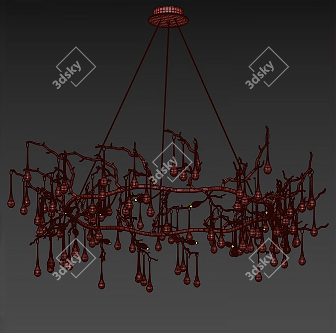 Modern Brass Crystal Chandelier 3D model image 5