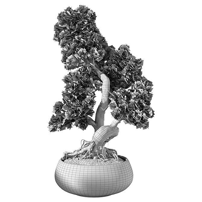 Elegant Bonsai Trio Set 3D model image 4