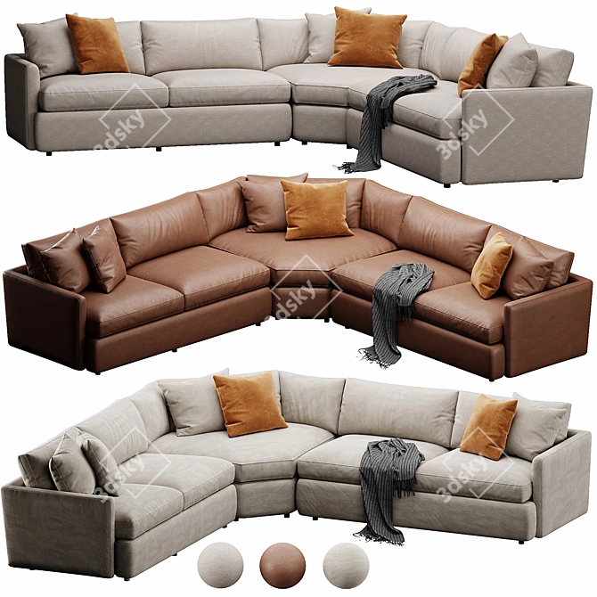 Versatile Velvet Lounge Sofa 3D model image 1