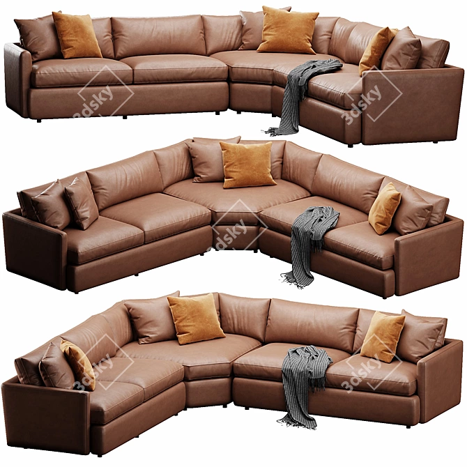 Versatile Velvet Lounge Sofa 3D model image 2