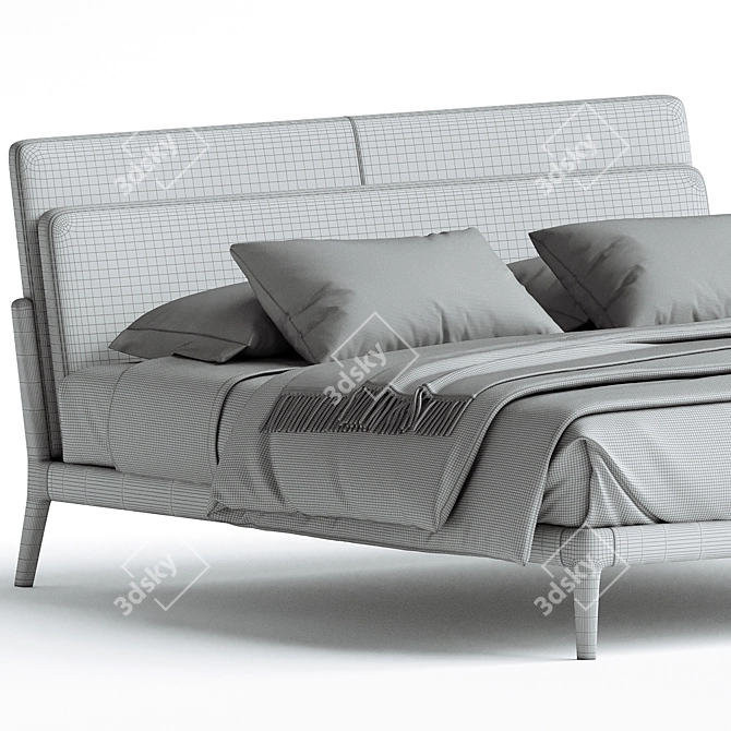 Stylish Bowery Wooden Bed Frame 3D model image 3