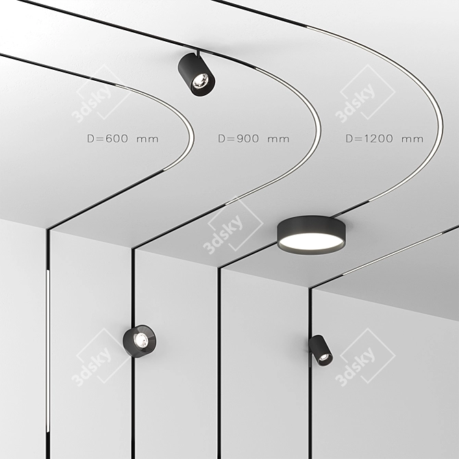 Mini Magnetic Track System with Radius Elements 3D model image 1