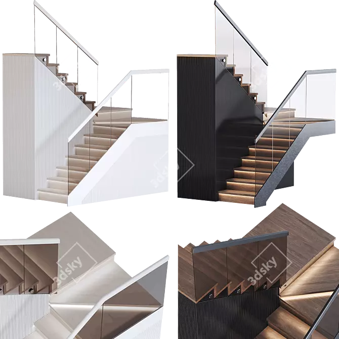 Modern Stair 3D Model Kit 3D model image 1