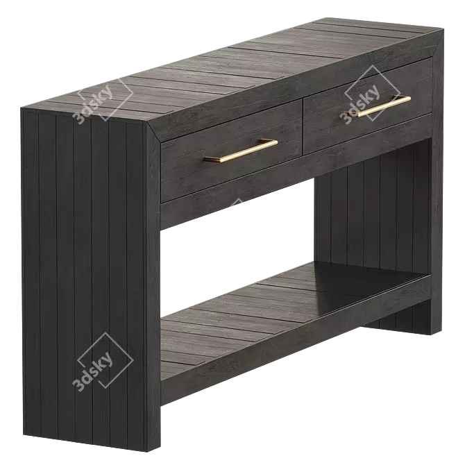 Acacia Wood Console Storage Shelf 3D model image 3