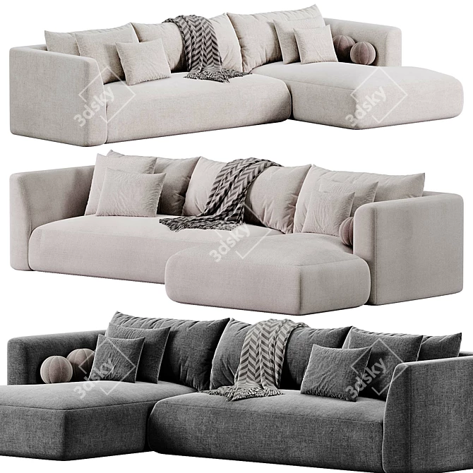 Modern Dexter Three-Seater Sofa 3D model image 1