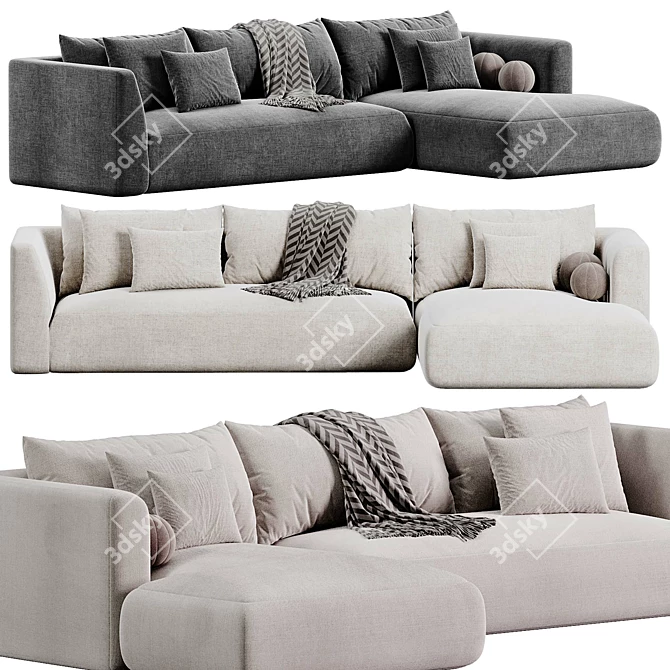 Modern Dexter Three-Seater Sofa 3D model image 2
