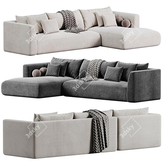 Modern Dexter Three-Seater Sofa 3D model image 3