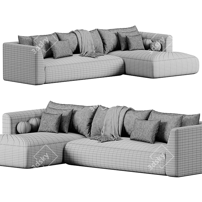 Modern Dexter Three-Seater Sofa 3D model image 4