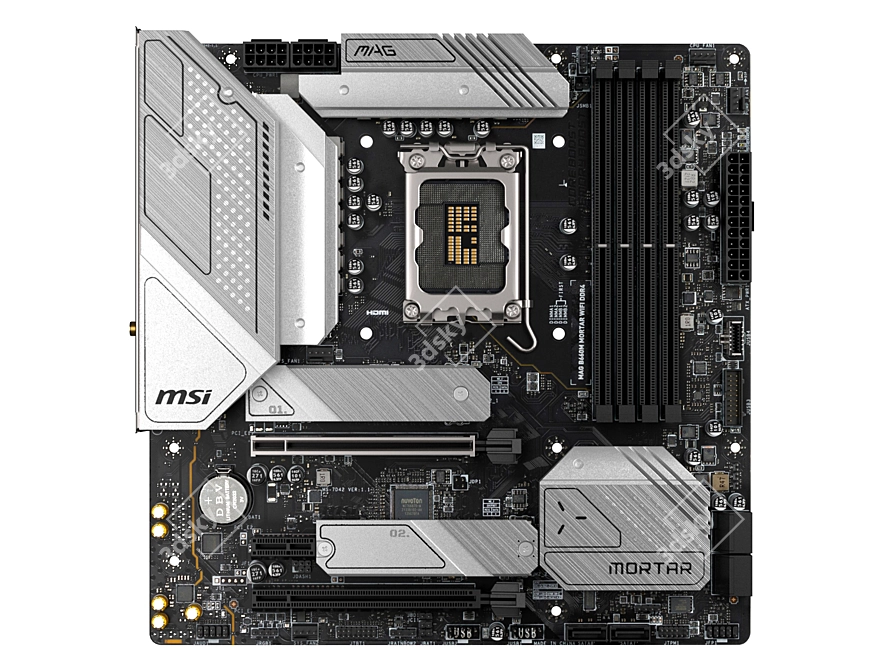 MSI B660M Mortar Motherboard Bundle 3D model image 4