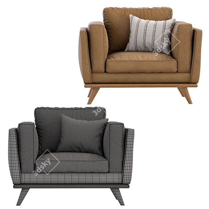 Modern Zander Armchair by West Elm 3D model image 4