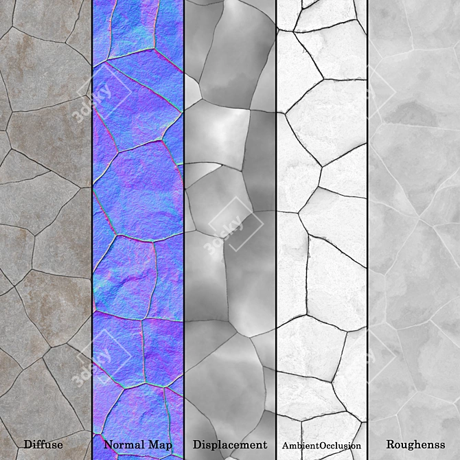 High-detail Stone Wall 07 Texture 3D model image 7