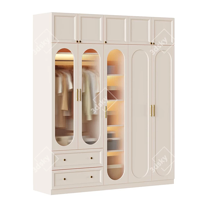 Litfad Modern Wardrobe in Milk White 3D model image 3