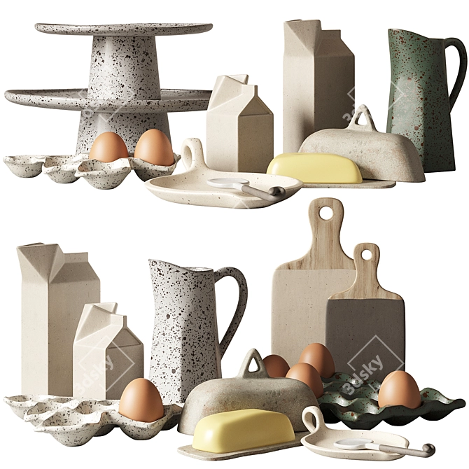 Ceramic Kitchen Decor Set | 3D Model 3D model image 1