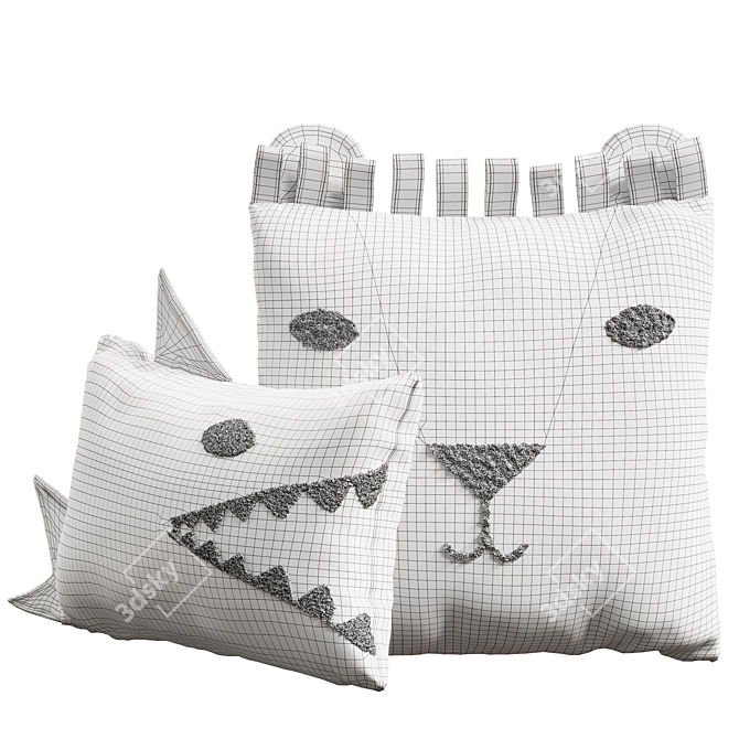 Cute Animal Kids Pillow Set 3D model image 4