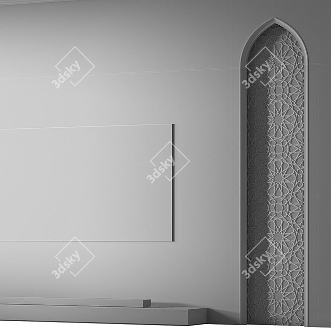 Arabic Decor TV Wall 01 3D model image 6