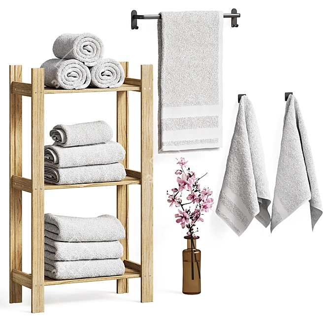 Luxury Bathroom Towel Set 3D model image 1