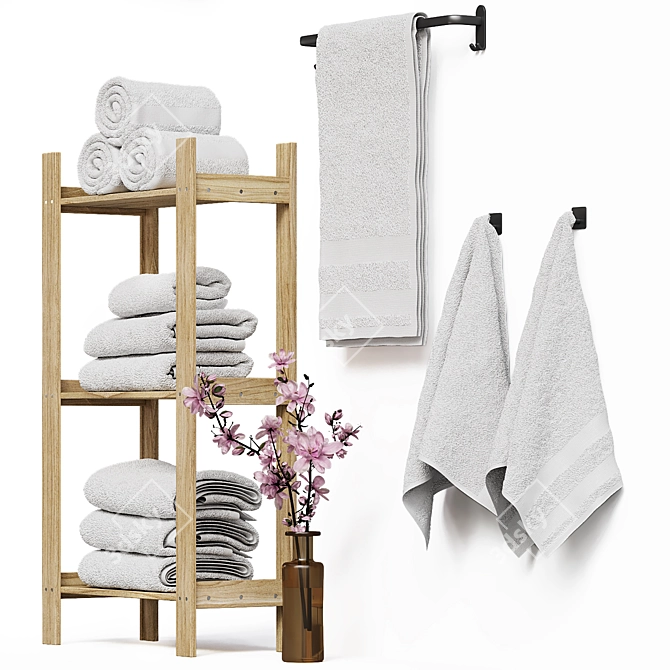 Luxury Bathroom Towel Set 3D model image 3